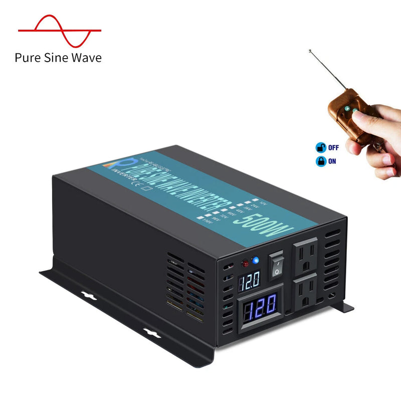 500W Pure Sine Wave Power Inverter 12/24/36/48V DC RV Off-Grid Remote Control