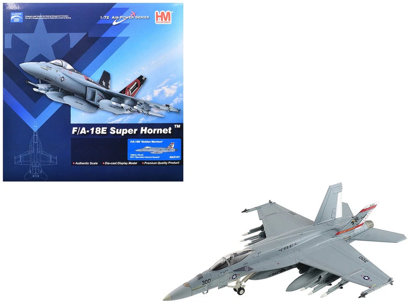 Gray F/A-18E Super Hornet fighter jet model in angled side view