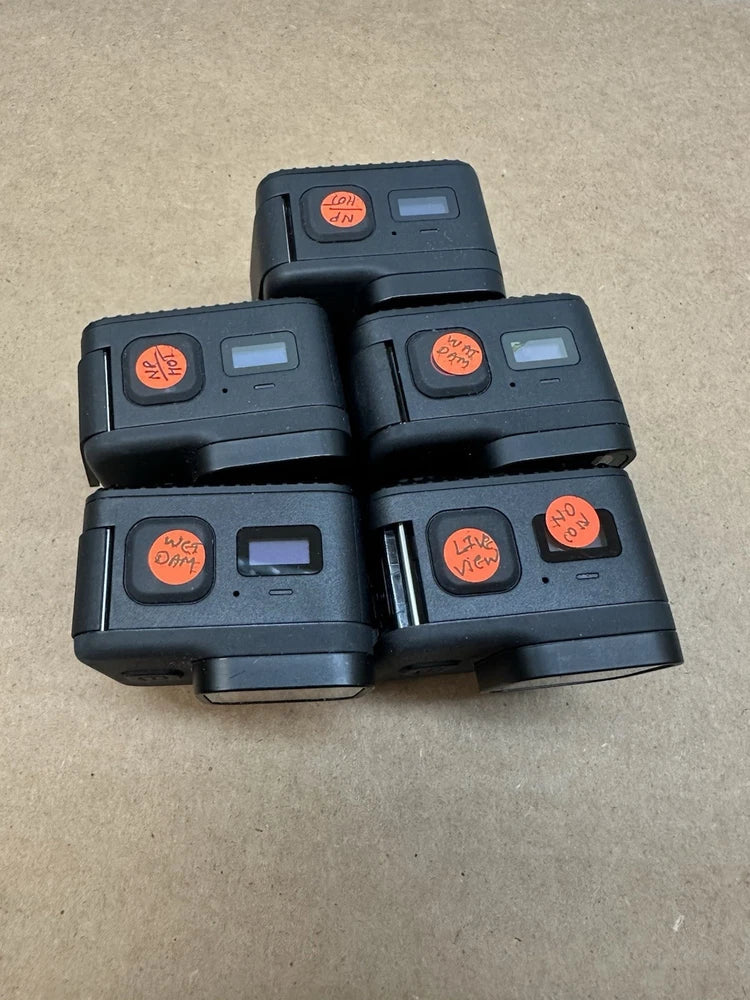 GoPro action cameras for parts, multiple units, dark housings with front screens