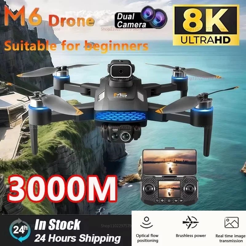 Gray RC quadcopter drone with front camera, four propellers, and 8K HD dual camera