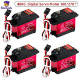 Digital servo motor with red/black case and three-pin lead wires, waterproof