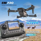 RC quadcopter drone with dual camera, GPS, and remote controller with screen