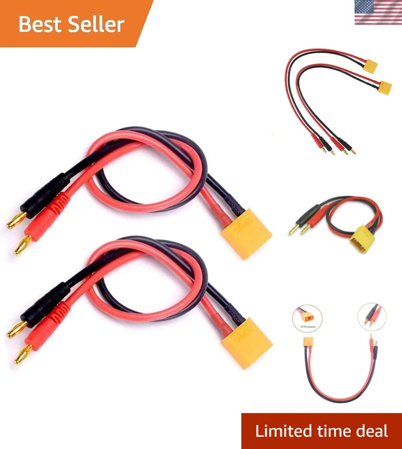 2Pcs XT90 Male Connector to 4.0MM Banana Plug Bullet Connector RC Battery Chargi Converter