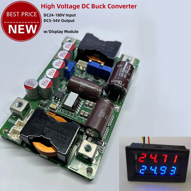 DC Buck Converter FPV Power Supply Board w/Display DC24-180V Input DC5-54V Out
