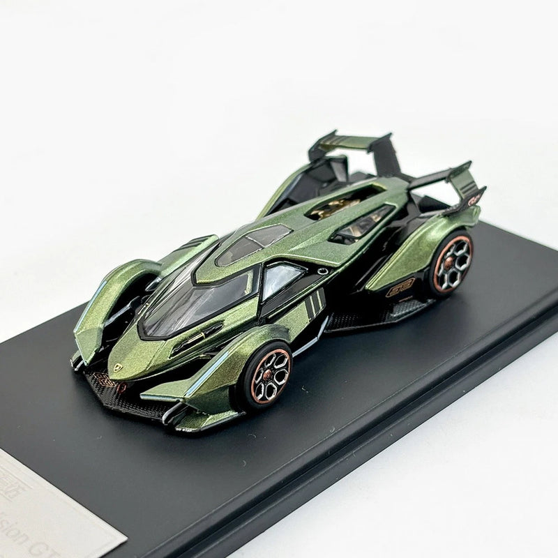 LMF 1/64 Scale Lamborghini V12 Vision GT Green Diecast Car Model Toy Gift
