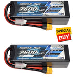 NHX Muscle Pack 3S 11.1V 7600mAh 75C Hard Case Lipo Battery (2) w/XT60 Connector Battery