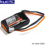 Black 2S 7.4V LiPo battery pack with PH connector and orange leads, 300mAh 30C.