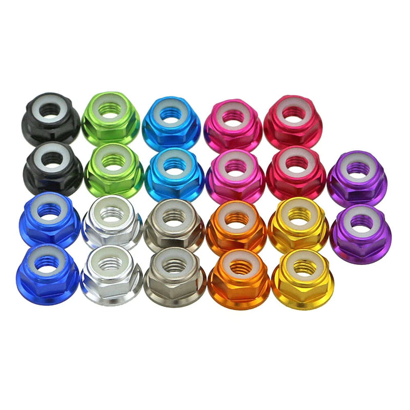 M5 self-lock flange nuts with nylon insert, assorted colors