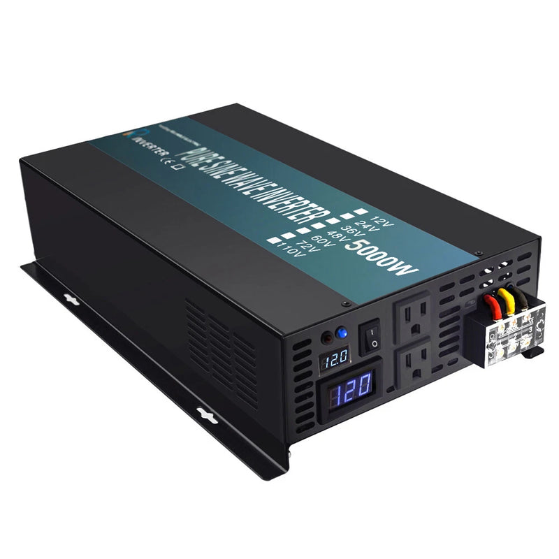 5000Watt 12V DC to 120V AC Pure Sine Wave Inverter Car Home Solar Power Truck rv
