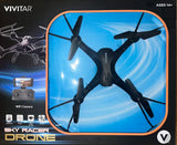 Quadcopter drone with WiFi camera on retail box, blue propeller detail, VIVITAR brand