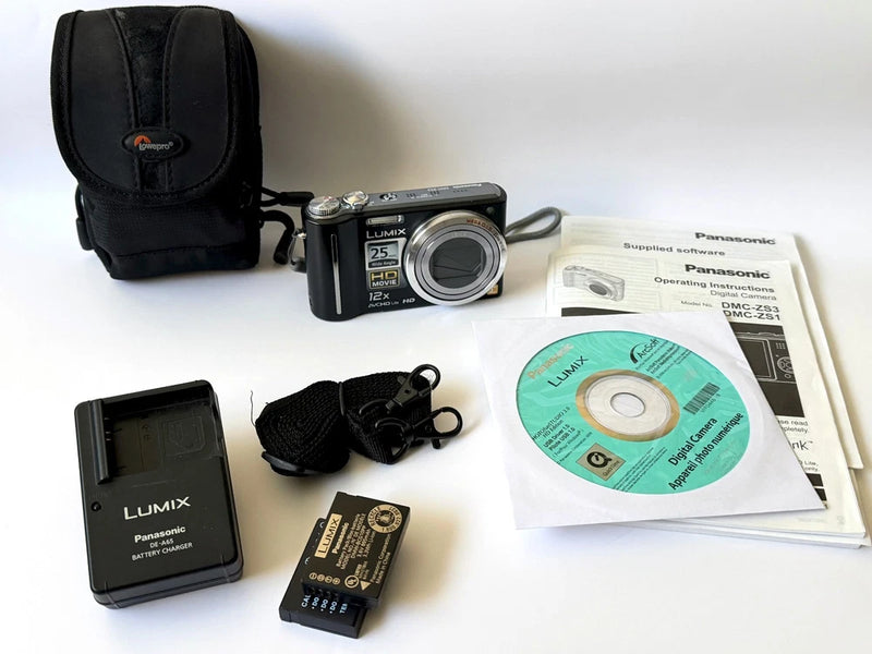 LUMIX Z53 Digital Camera with 2 Batteries, Charger, Instructions, CD & Case