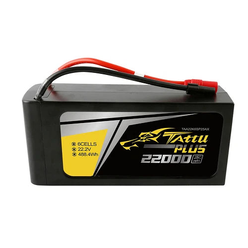 Tattu Plus 22000mAh 22.2V 25C 6S1P Lipo Smart Battery Pack With AS150+XT150 Plug