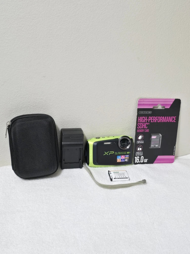 Fujifilm FinePix XP90 16MP Waterproof Digital Camera Bundle Green