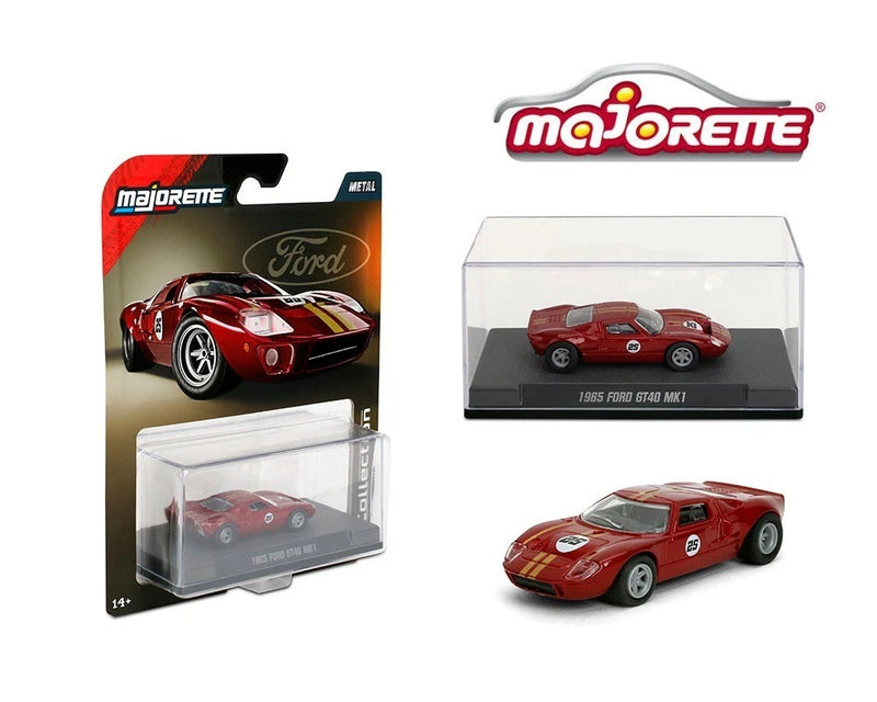 Majorette Red 1:64 die-cast Ford GT40 MK1 model car with display case