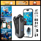 4K Wearable Action Camera, 64GB Waterproof POV Cam, Hands-Free Sports Cam for Cy