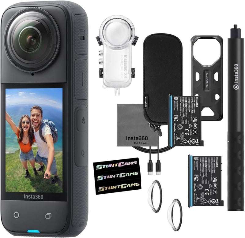 Insta360 X4 8K Waterproof 72MP 360?? Action Helmet Camera + Dive Shell Case Kit