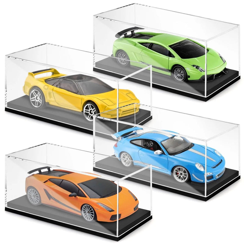 Atiloy 4 PCS Acrylic Model Cars Display Case 1/64 Small Clear
