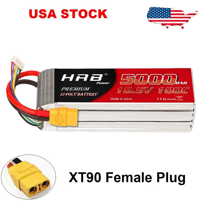 HRB XT90 5000mAh LiPo Battery 18.5V 5S 100C for RC Drone Quadcopter Plane Jet Battery