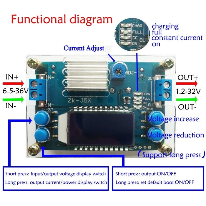 5A CNC Buck Converter Module Step Down Power Supply Module CV CC LCD Display DIY