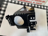 Black metal battery tray bracket with mounting holes and support tabs for Nissan Rogue