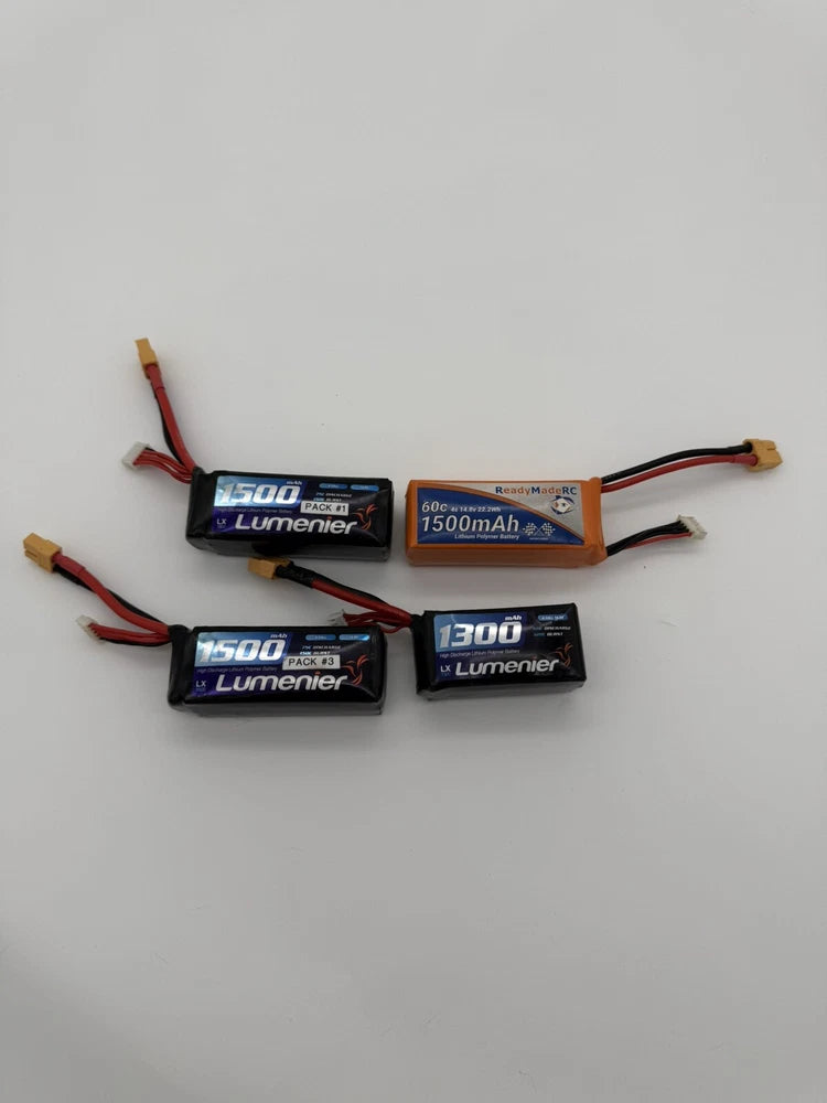 Four Lot of 4S batteries.  3 x 1500 mAh, 1 x 1300 mAh, Lumenir & Ready Made RC Battery