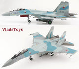 1/72 scale Su-35S fighter jet model with blue camouflage and extended landing gear