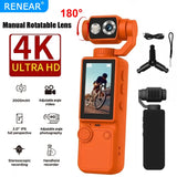 4K Pocket Action Camera 180?? Rotatable Rotatable with ELS Anti-Shake for Vlog Gi