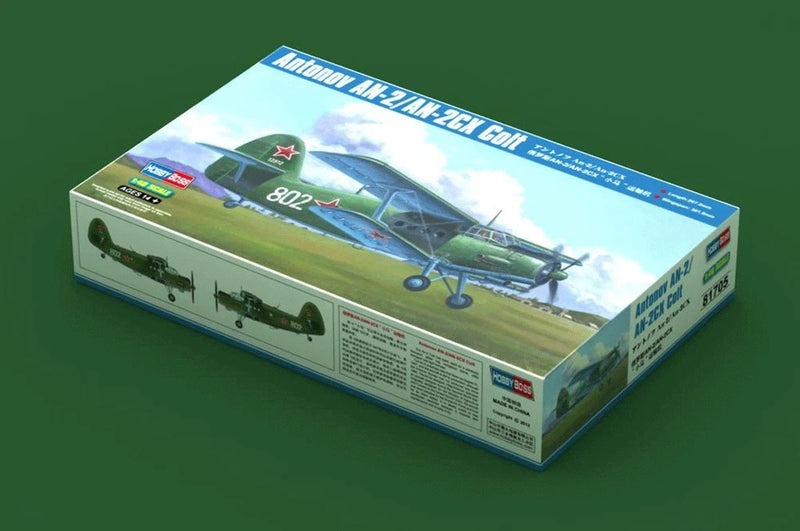 Hobbyboss 1/48 Antonov AN-2/AN-2CX Colt model aircraft kit in box, blue and green