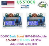 2Pcs DC-DC Buck Boost HW-140 Module 5.5-30V to 0.5-30V 4A 35W Adjustable LCD