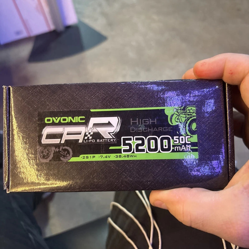 OVONIC 5200mAh 7.4V 2S LiPo Battery 50C Hard Case RC Car Truck Deans Plug Battery
