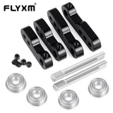 Aluminum alloy servo steering mount set with bearings, shaft, and mounting screws