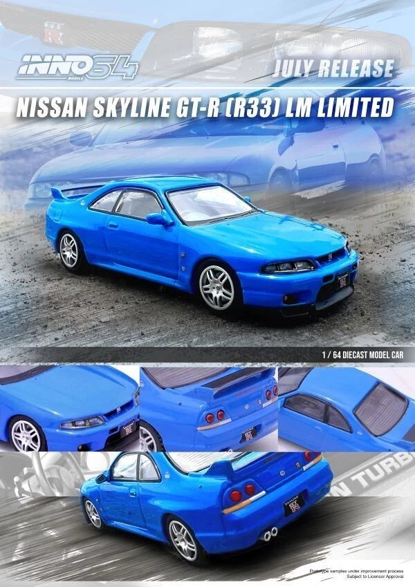 Inno64 1:64 1:64 Nissan Skyline GT-R R33 LM Limited (Blue) Diecast Model Car