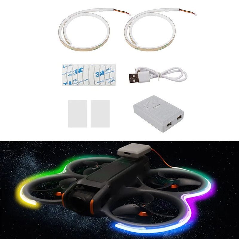 Flexible colorful LED light strip set with controller box and USB cable for drone