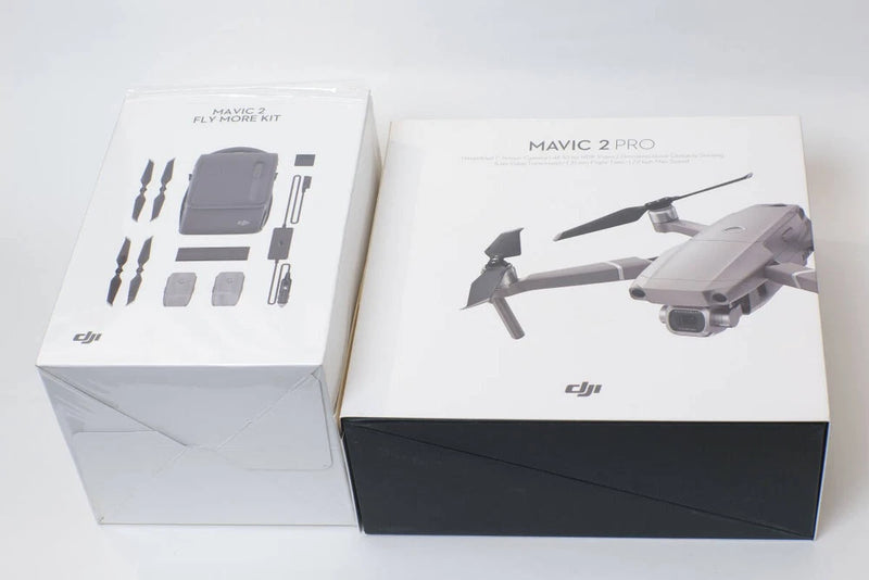 Dji Mavic 2 Pro Fly More kit boxes with drone and battery accessories