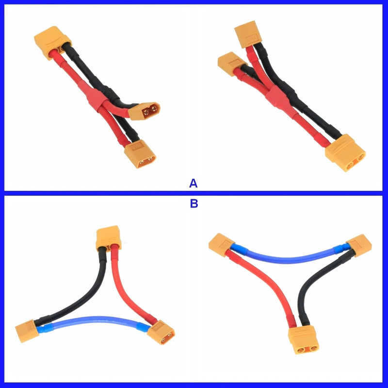 XT90 1 Female to 2 Male XT60 Series Parallel Harness Wire LiPo Battery Adapter