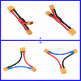 XT90 1 Female to 2 Male XT60 Series Parallel Harness Wire LiPo Battery Adapter