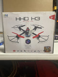 HHD H3 quadcopter drone with camera and WiFi shown on retail box packaging
