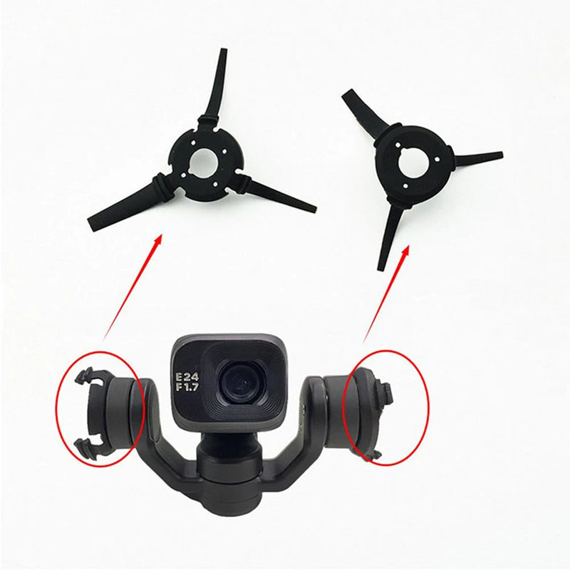Rubber shock-absorbing gimbal cushion with black mounting rings on drone gimbal
