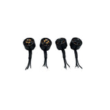 Drone power motors with yellow dot housings and black wires, four-piece set