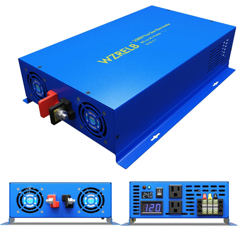 Power Inverter 2000W Pure Sine Wave Inverter 24V 110V 120V Solar Off Grid RV Car