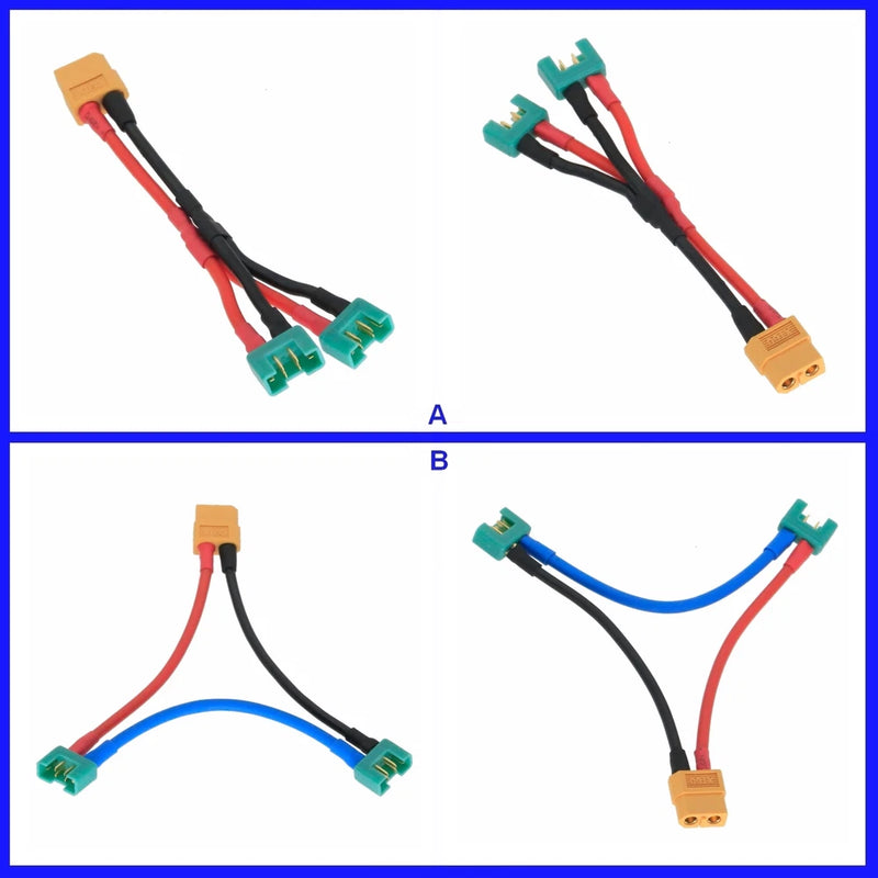 XT60 1 Female to 2 Male MPX Series Parallel Harness Wire RC LiPo Battery Adapter