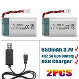 2pcs 3.7V Lipo Battery 650mah with USB Charger for Syma UAV FPV Drone Quadcopter
