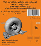 Gray 1/72 model wheel chocks set with wheel, 4-piece