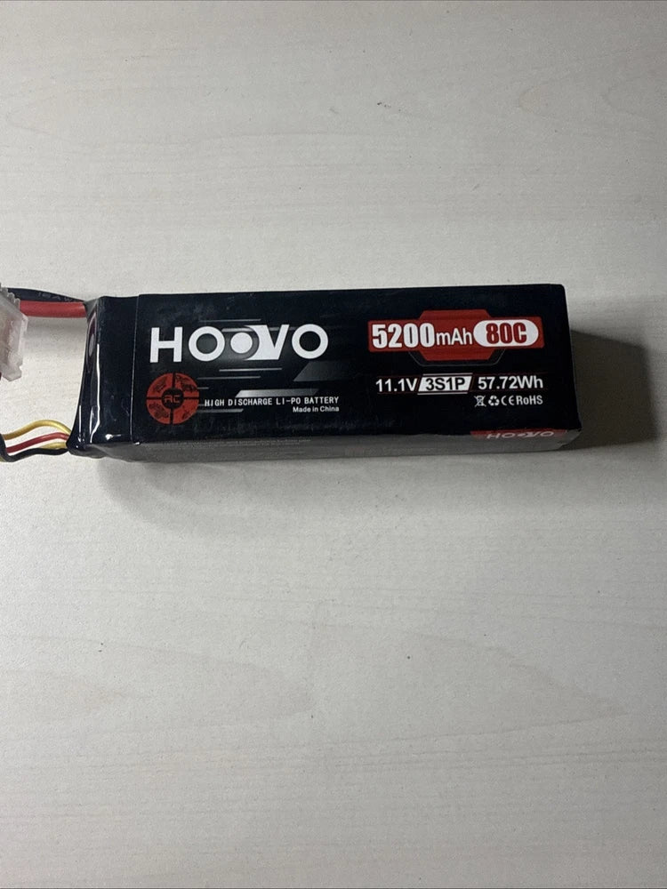 HOOVO 3S 11.1V Lipo Battery 5200mAh 80C Hard Case with TR Plug for RC 3S1P Battery