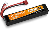 Airsoft LiPo battery, 11.1V 1200mAh, black pack with red/black leads and Deans plug