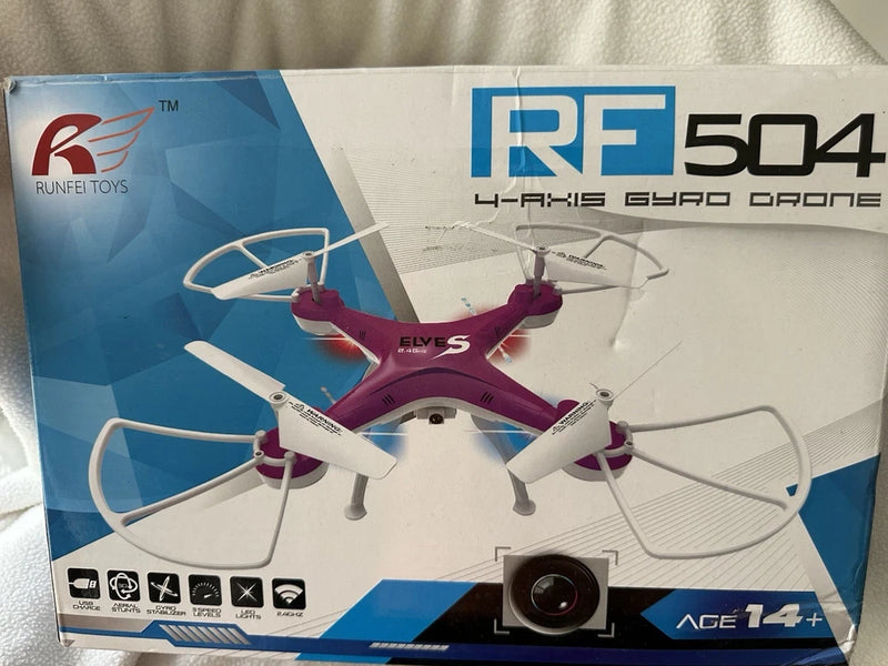 RF504 4-axis gyro RC quadcopter LED drone in retail box, front view with propellers