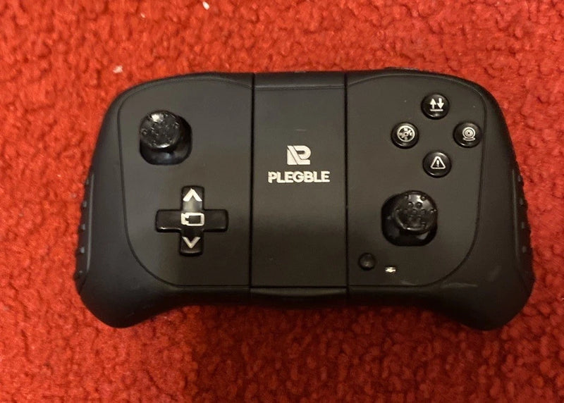 PLEGBLE drone spare remote controller, black handheld with thumb buttons and directional controls
