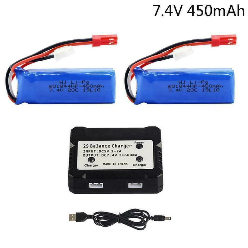 7.4v 450mAh 20c Lipo Battery and charger for WLtoys K969 K989 K999 P929 P939 RC