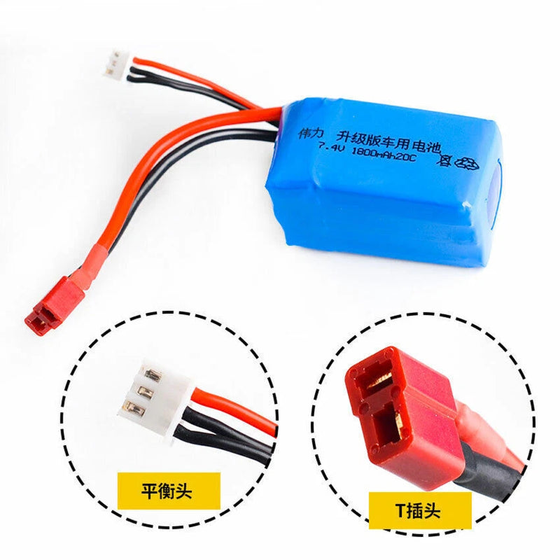 7.4V 2S 1800mAh 20C LiPO Battery T-plug for WL A959-b A969-b A979-b K929-B RC