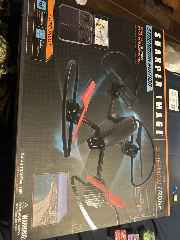 Sharper Image video streaming drone in box with remote control, 10-inch quadcopter